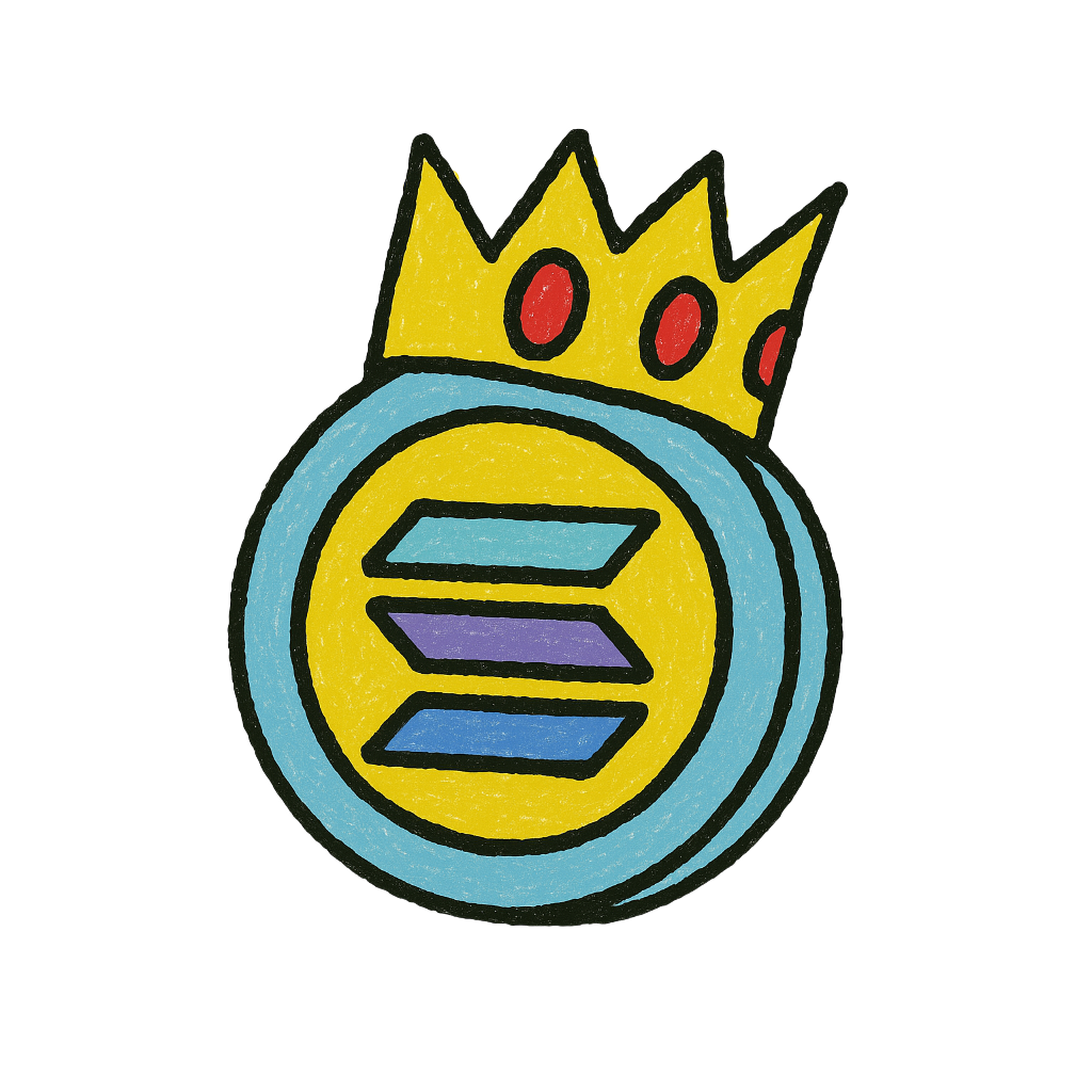 Solana coin with crown levitating